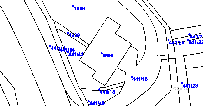 Parcela st. 1990 v KÚ Bukov, Katastrální mapa