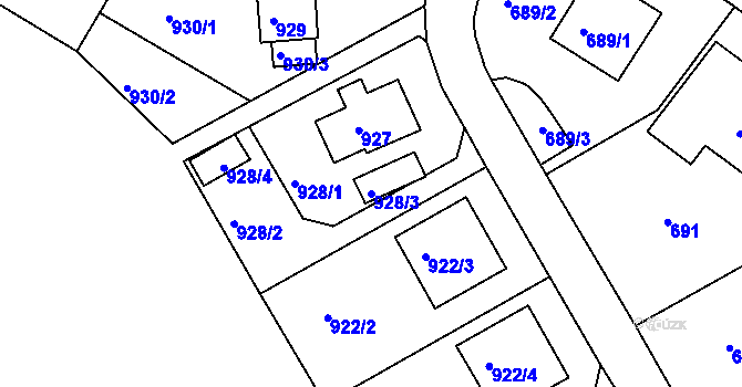 Parcela st. 928/3 v KÚ Bukov, Katastrální mapa