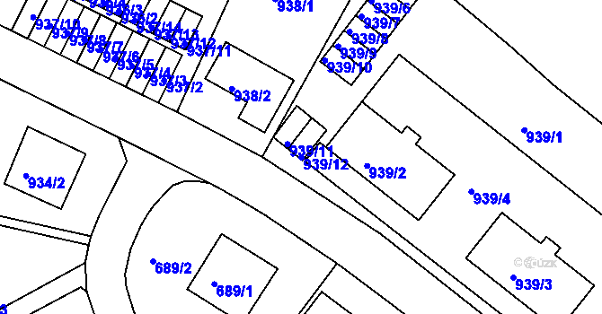 Parcela st. 939/12 v KÚ Bukov, Katastrální mapa