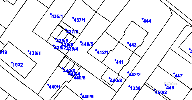 Parcela st. 442/1 v KÚ Bukov, Katastrální mapa