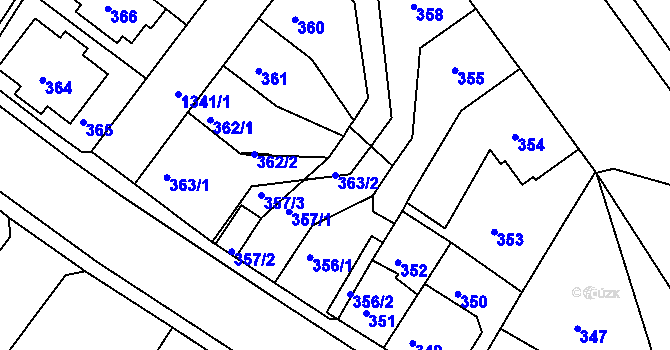 Parcela st. 363/2 v KÚ Bukov, Katastrální mapa