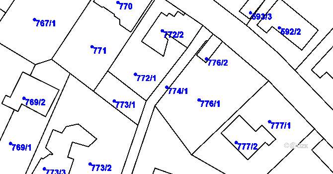 Parcela st. 774/1 v KÚ Bukov, Katastrální mapa