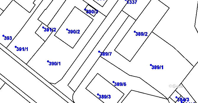 Parcela st. 389/7 v KÚ Bukov, Katastrální mapa