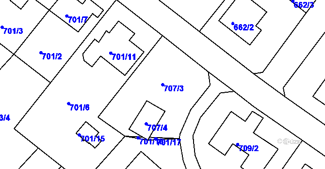 Parcela st. 707/3 v KÚ Bukov, Katastrální mapa