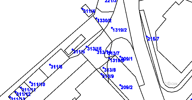 Parcela st. 313/14 v KÚ Bukov, Katastrální mapa