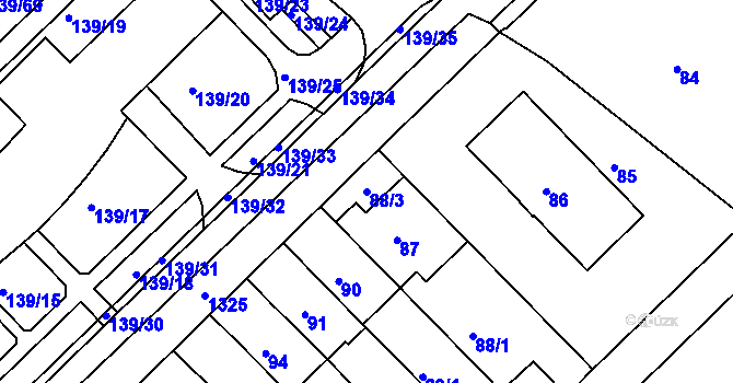 Parcela st. 88/3 v KÚ Bukov, Katastrální mapa