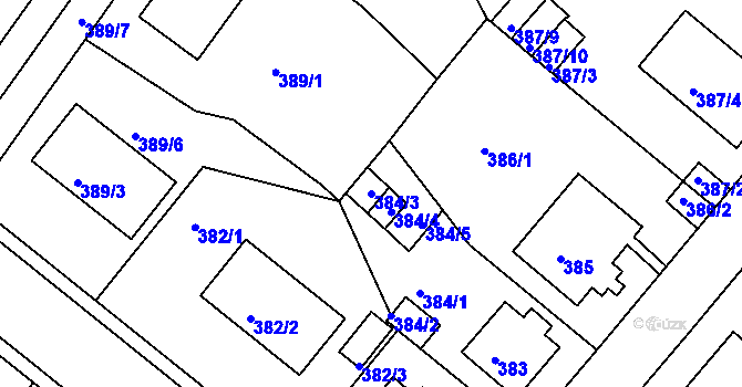 Parcela st. 384/3 v KÚ Bukov, Katastrální mapa