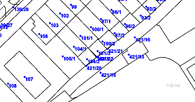 Parcela st. 101/3 v KÚ Bukov, Katastrální mapa