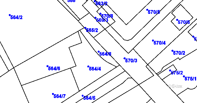 Parcela st. 564/8 v KÚ Bukov, Katastrální mapa