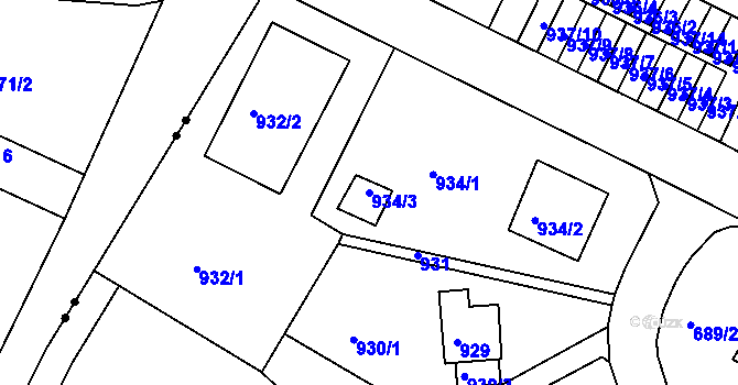 Parcela st. 934/3 v KÚ Bukov, Katastrální mapa