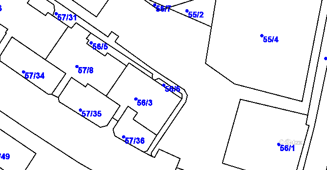 Parcela st. 56/6 v KÚ Všebořice, Katastrální mapa