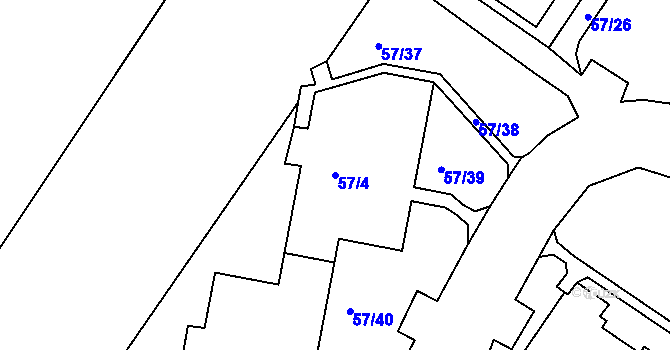 Parcela st. 57/4 v KÚ Všebořice, Katastrální mapa