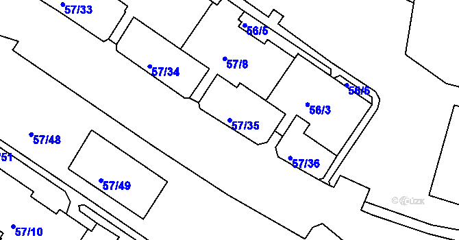Parcela st. 57/35 v KÚ Všebořice, Katastrální mapa