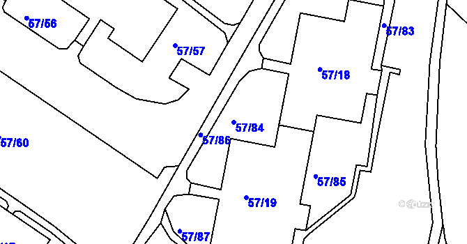 Parcela st. 57/84 v KÚ Všebořice, Katastrální mapa