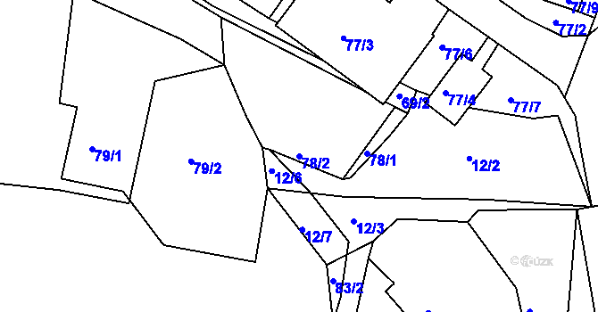 Parcela st. 78/2 v KÚ Všebořice, Katastrální mapa