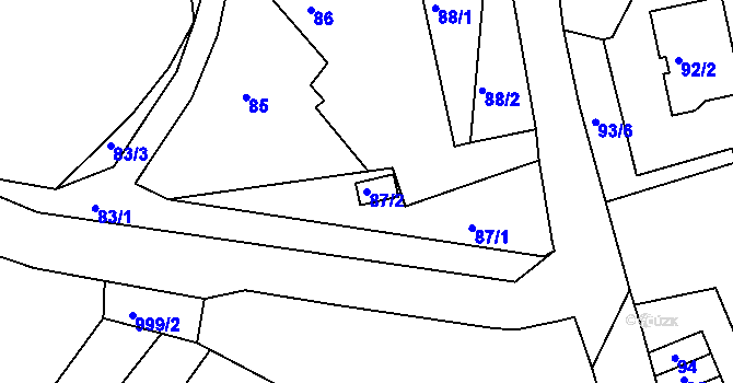 Parcela st. 87/2 v KÚ Všebořice, Katastrální mapa