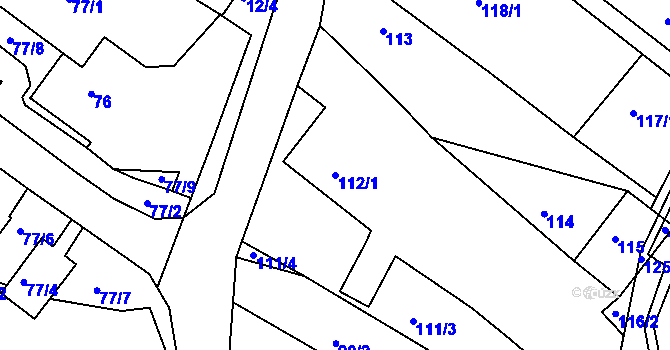 Parcela st. 112/1 v KÚ Všebořice, Katastrální mapa