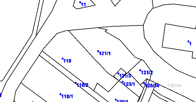 Parcela st. 121/1 v KÚ Všebořice, Katastrální mapa