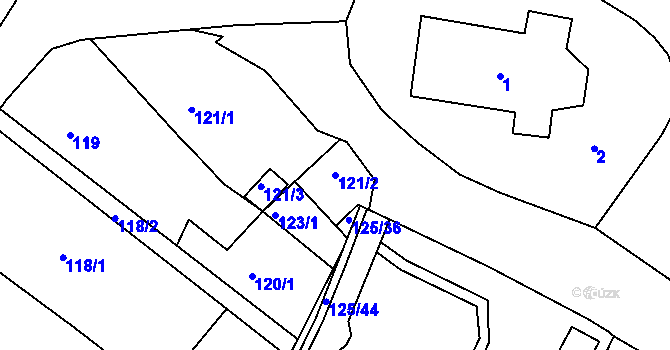 Parcela st. 121/2 v KÚ Všebořice, Katastrální mapa