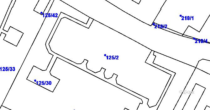 Parcela st. 125/2 v KÚ Všebořice, Katastrální mapa