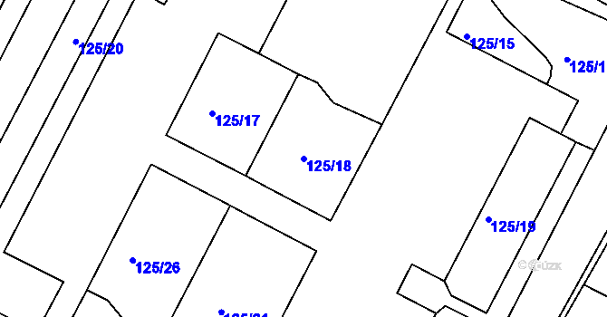 Parcela st. 125/18 v KÚ Všebořice, Katastrální mapa