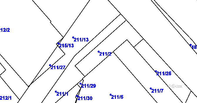 Parcela st. 211/2 v KÚ Všebořice, Katastrální mapa