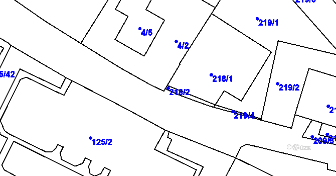 Parcela st. 218/2 v KÚ Všebořice, Katastrální mapa