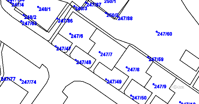 Parcela st. 247/7 v KÚ Všebořice, Katastrální mapa