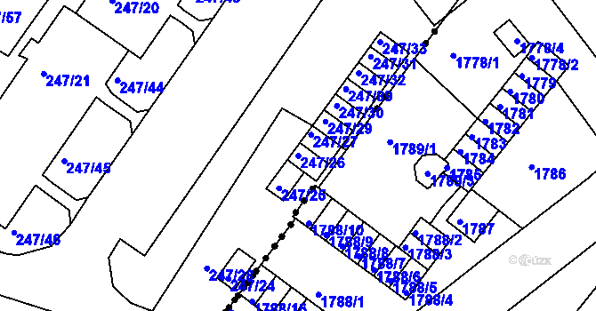Parcela st. 247/26 v KÚ Všebořice, Katastrální mapa