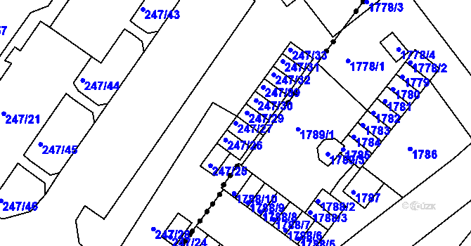 Parcela st. 247/27 v KÚ Všebořice, Katastrální mapa