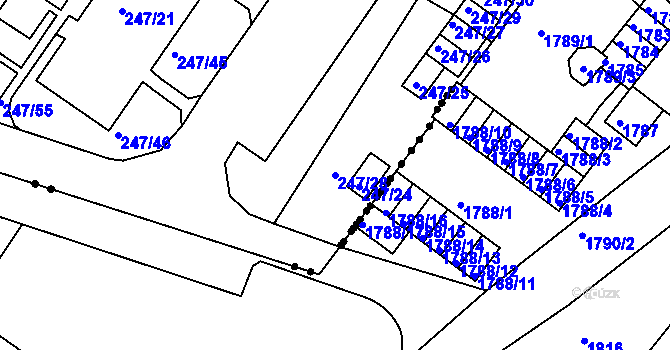 Parcela st. 247/28 v KÚ Všebořice, Katastrální mapa