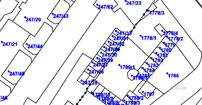 Parcela st. 247/30 v KÚ Všebořice, Katastrální mapa