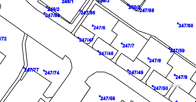 Parcela st. 247/48 v KÚ Všebořice, Katastrální mapa