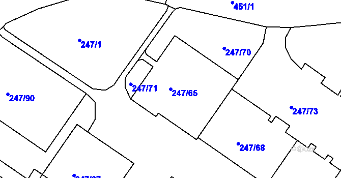 Parcela st. 247/65 v KÚ Všebořice, Katastrální mapa