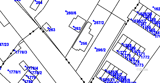 Parcela st. 256 v KÚ Všebořice, Katastrální mapa