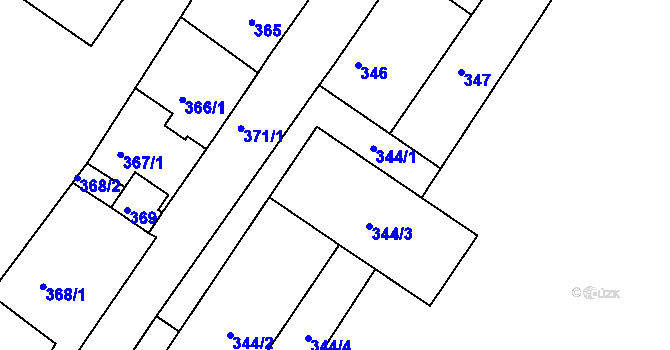 Parcela st. 344 v KÚ Všebořice, Katastrální mapa