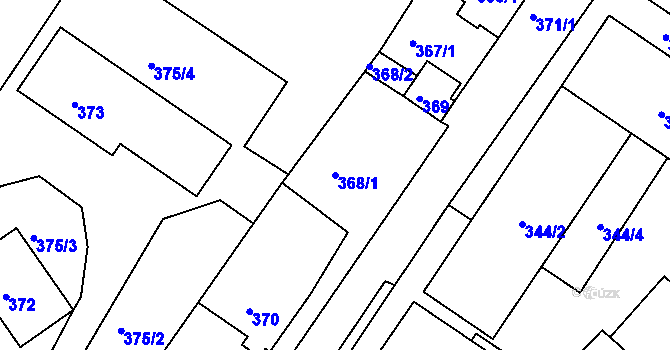 Parcela st. 368/1 v KÚ Všebořice, Katastrální mapa