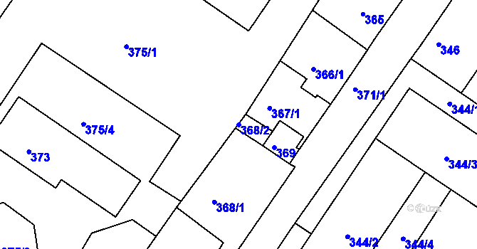 Parcela st. 368/2 v KÚ Všebořice, Katastrální mapa