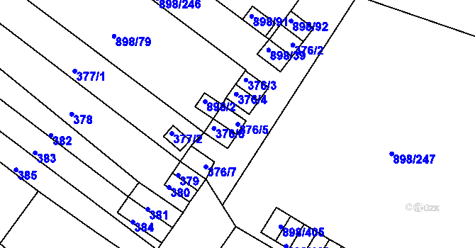 Parcela st. 376/5 v KÚ Všebořice, Katastrální mapa