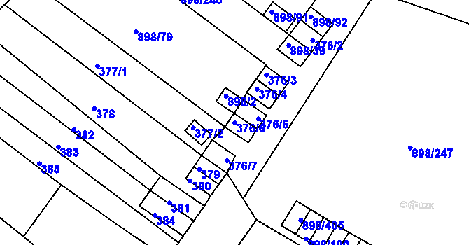 Parcela st. 376/6 v KÚ Všebořice, Katastrální mapa