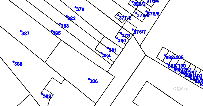 Parcela st. 384 v KÚ Všebořice, Katastrální mapa