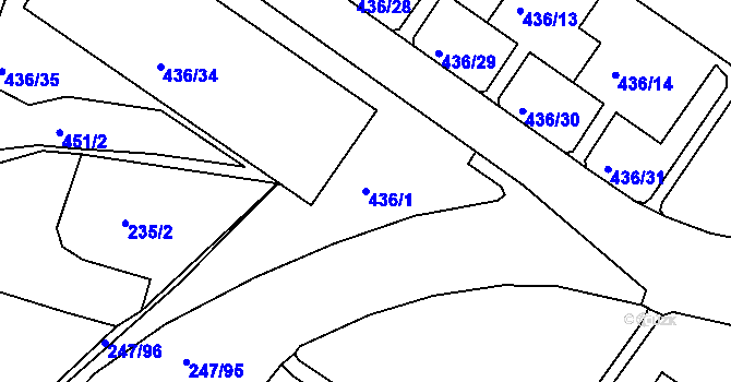 Parcela st. 436/1 v KÚ Všebořice, Katastrální mapa
