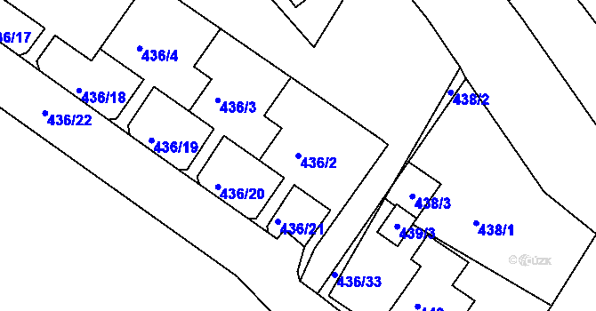Parcela st. 436/2 v KÚ Všebořice, Katastrální mapa