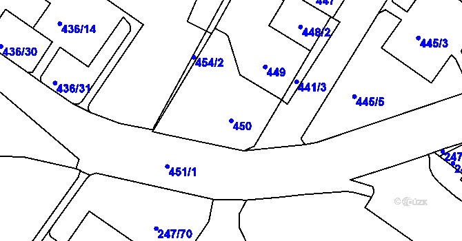 Parcela st. 450 v KÚ Všebořice, Katastrální mapa