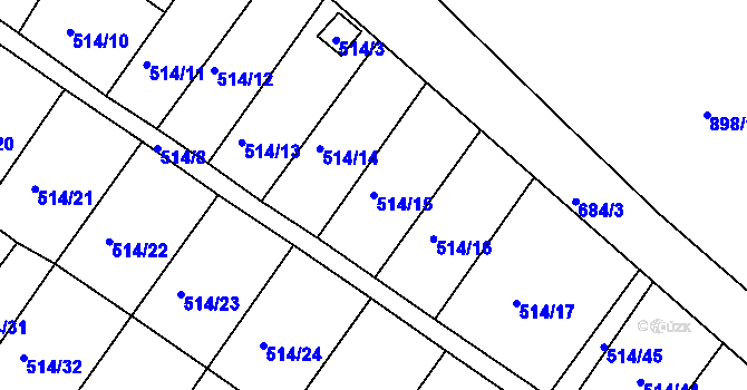 Parcela st. 514/15 v KÚ Všebořice, Katastrální mapa
