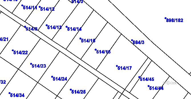 Parcela st. 514/16 v KÚ Všebořice, Katastrální mapa