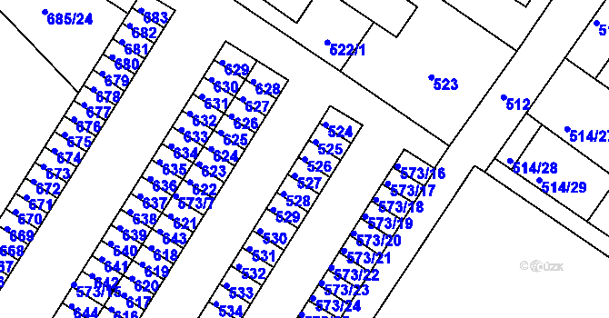 Parcela st. 526 v KÚ Všebořice, Katastrální mapa