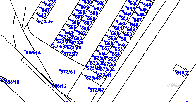 Parcela st. 556 v KÚ Všebořice, Katastrální mapa