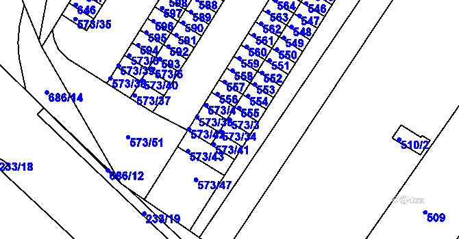 Parcela st. 573/3 v KÚ Všebořice, Katastrální mapa