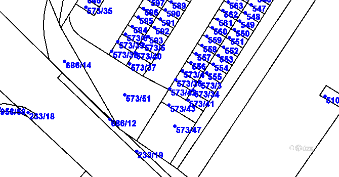 Parcela st. 573/42 v KÚ Všebořice, Katastrální mapa